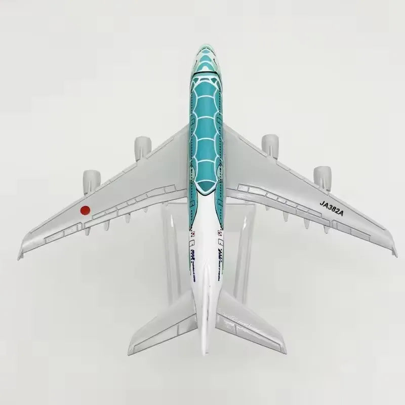Alloy Aircraft Japan ANA Airlines A380 Model Orange/Green/Blue Sea Turtle 1/400 Scale 16CM Miniature Airplane With Plane Stand