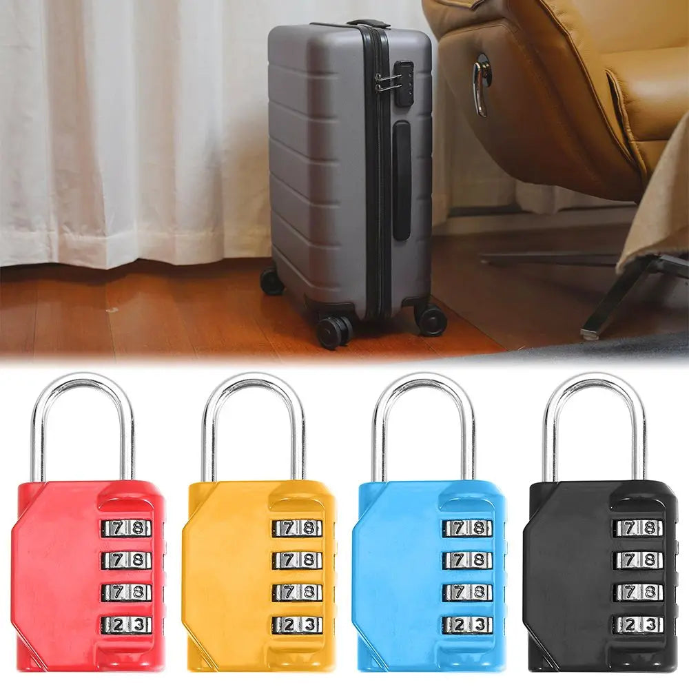 Combination Lock Metal Code Lock Resettable 4 Dial Digit Padlock Travel Accessories Password Lock