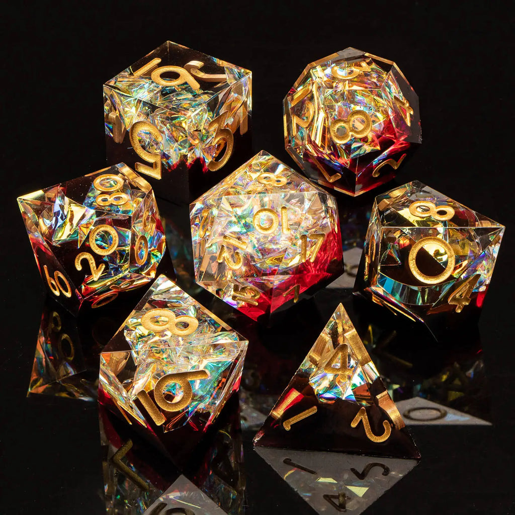 Resin Sharp Edged DND Dice, Handmade Dungeons and Dragons Dice Set D&D, RPG Polyhedral D and D Dice Set for Role Playing Game