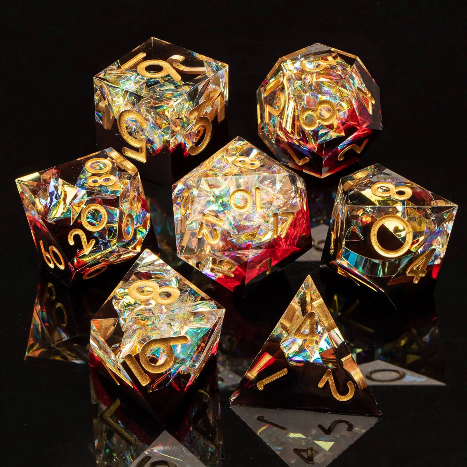 Resin Sharp Edged DND Dice, Handmade Dungeons and Dragons Dice Set D&D, RPG Polyhedral D and D Dice Set for Role Playing Game