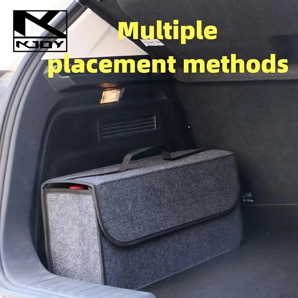 KKJOY Felt Car Trunk Organizer Folding Storage Bag for Auto Rear Seat Back Off-Road 4x4 Mounting Pouch Durable Accessories