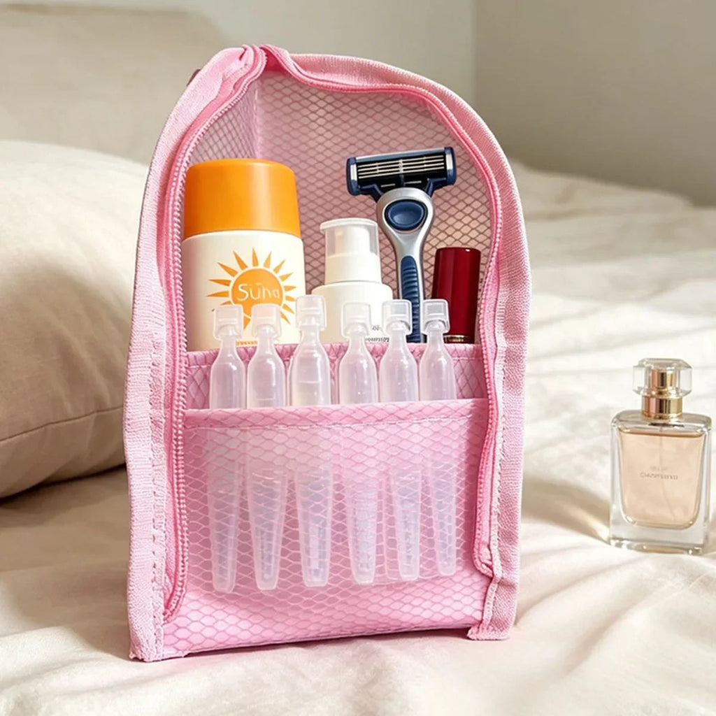 Large Capacity PVC Cosmetic Bag Waterproof Space Saving Toothbrush Toiletry Pouch Zipper Closure Vertical Design