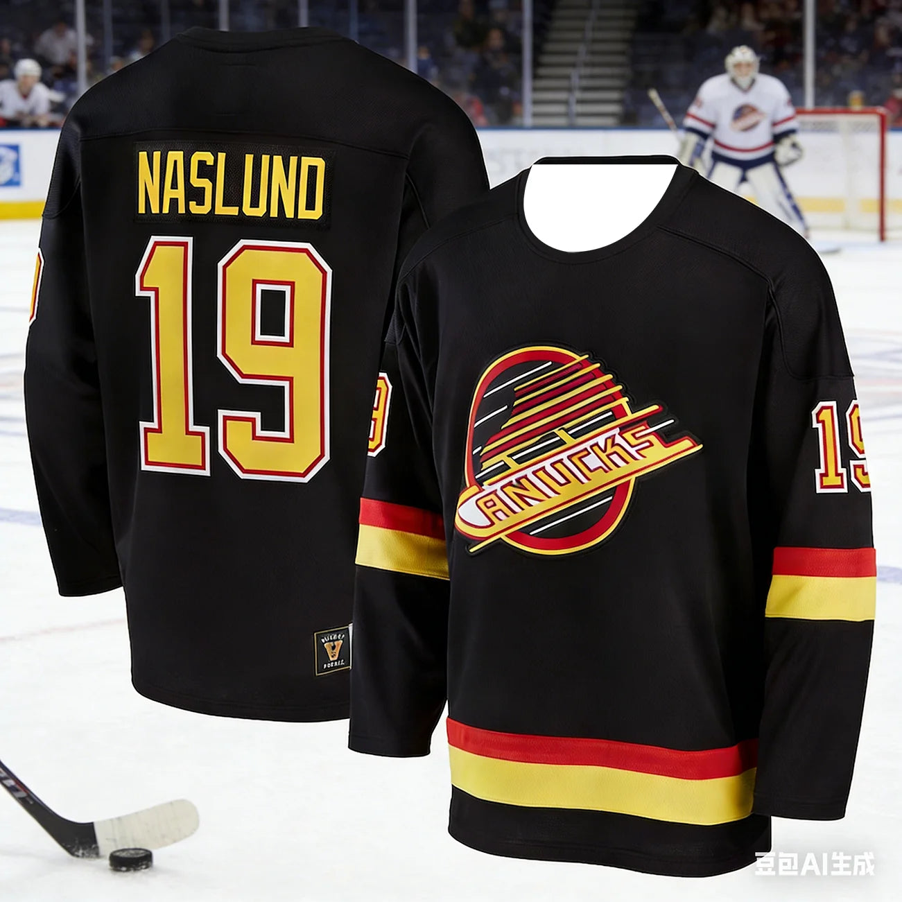Men's Vancouver Canucks Ice Hockey Jersey Black Red Yellow Breathable Hockey Shirt Streetwear Long Sleeve Sports Hockey Uniform