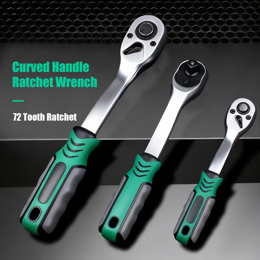 1pc 72 Tooth Quick Ratchet Wrench 1/2 1/4 3/8 3 Size Flying Wrenches Two-way Socket Wrench Repair Tools for for Vehicle Bicycle
