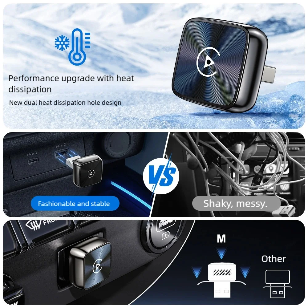 2026 Latest Wireless CarPlay Apapter USB CarPlay & Android Auto,Type-C Port,Converts Wired to Wireless,Plug & Play,Auto-USB
