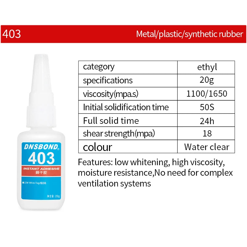 Brand-new Upgraded Instant Adhesive 401/ 403/ 406/ 454/ 460/ 480/ 495/ 496 Super Glue Extra Strong Multi-purpose Cyanoacrylate