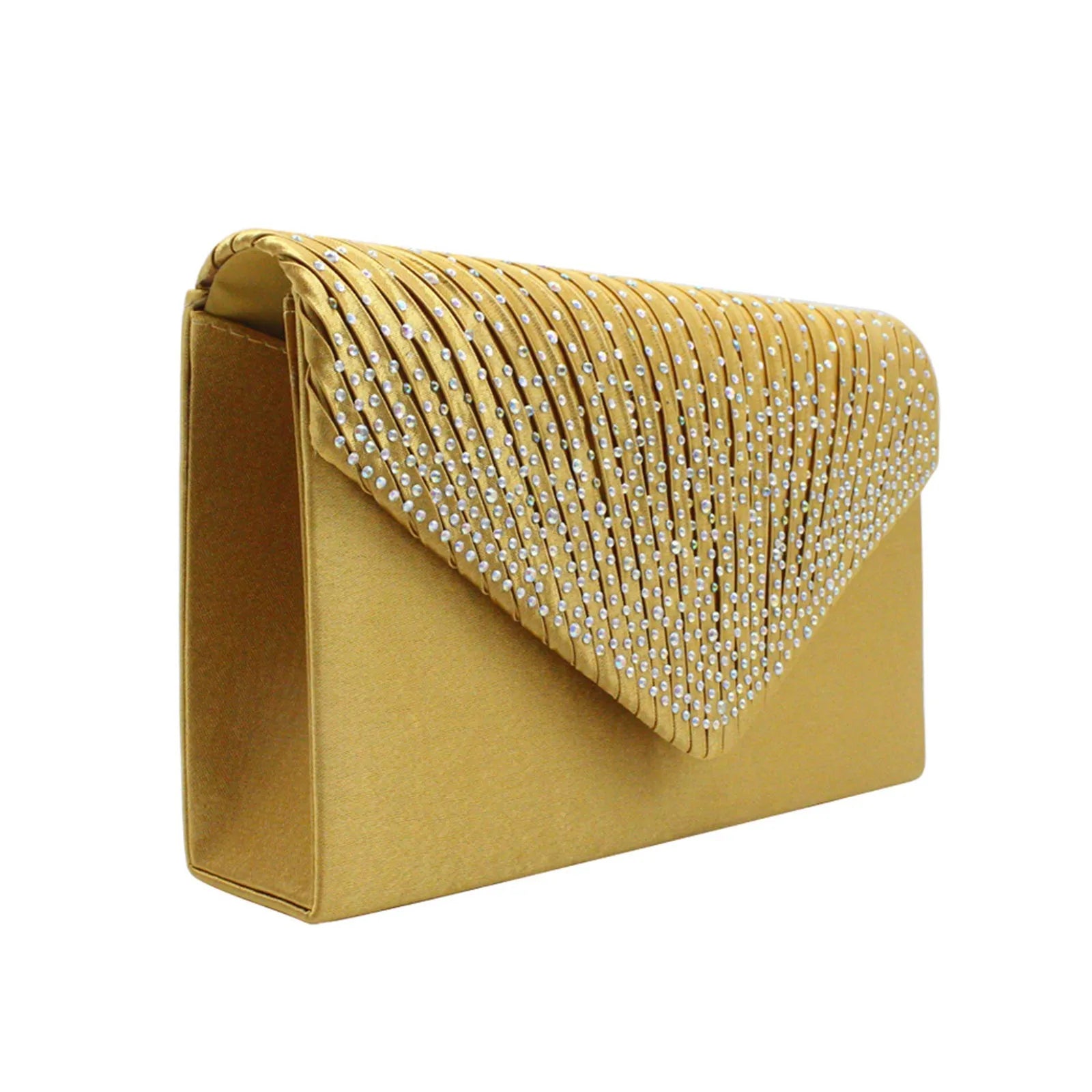 Women'S Fashion Elegant Clutches Trend Satin Rhinestone Shoulder Bag With Thin Chain Party Banquet Dress Matching Evening Bags