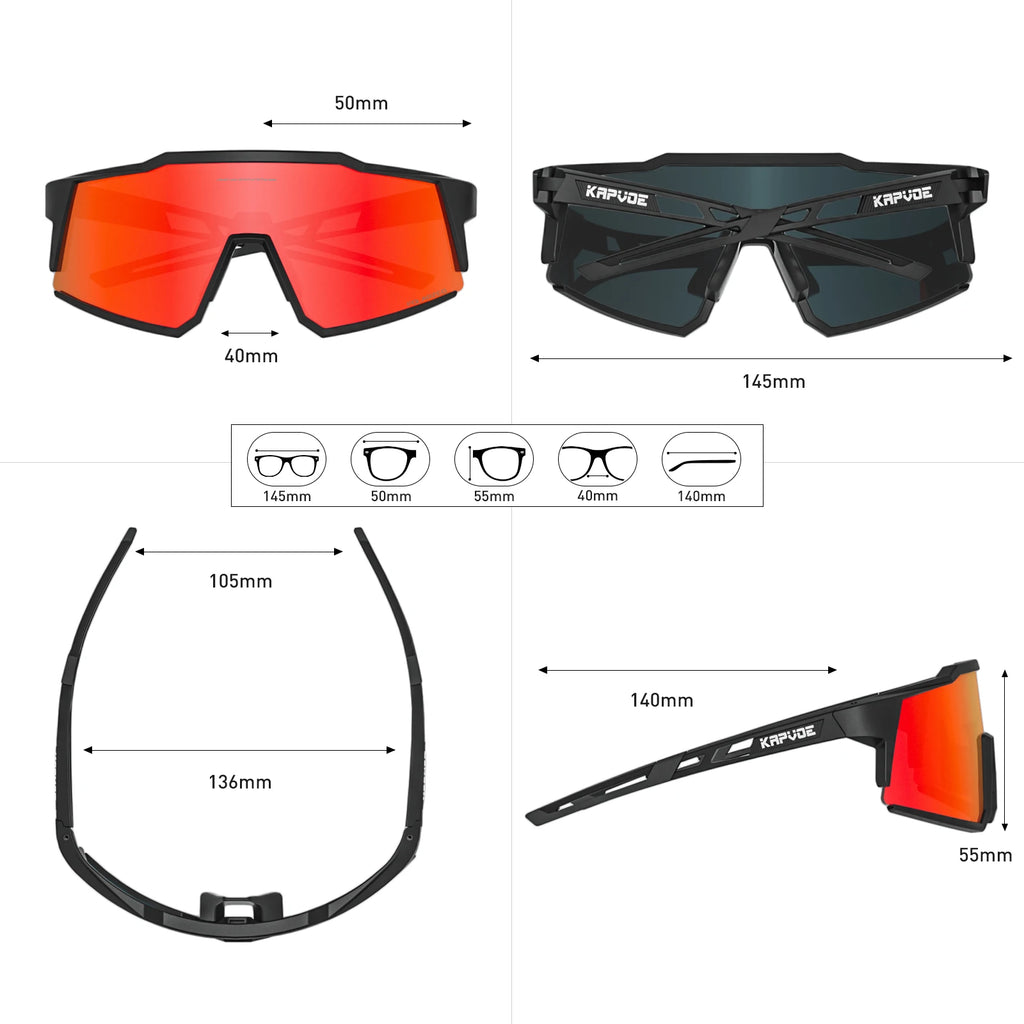 KAPVOE New Mountaineering Sunglasses Cycling Glasses Outdoor Sports Hiking Eyewear Glasses Men Women MTB Bicycle UV400 Windproof