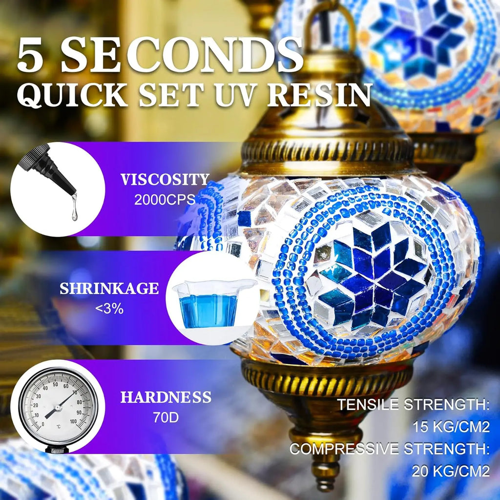 UV Resin Kit with Light, 50g UV Glue Curing in Seconds -  for Jewelry UV Glue Adhesive, Plastic Welding & Glass/Acrylic Repair