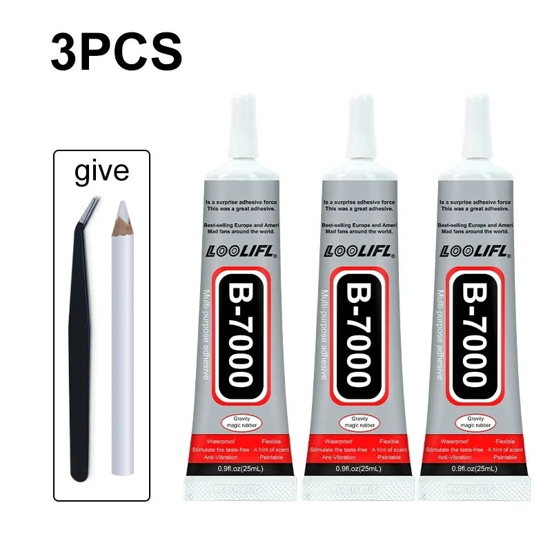 LOOLIFL B-7000 Multi-Purpose Adhesive 15ml, Flexible Waterproof Glue for Jewelry, Phone Repair & Crafts