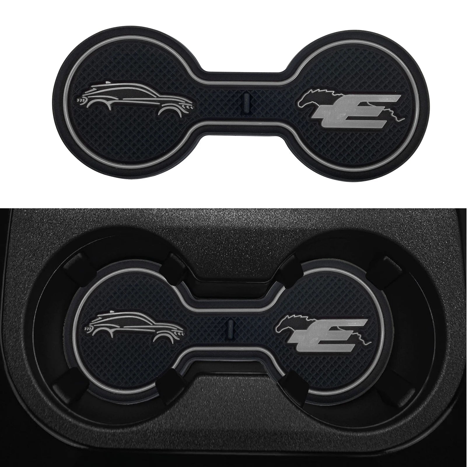 Non-Slip Car Cup Coaster Slot Pad for Mustang Mach-E GT  2021 2022 2023 Year Anti-Slip Mat Pocket Mat Interior Cup Holder Pad