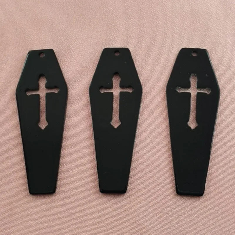 10pcs acrylic coffin cross pendant, DIY jewelry accessories, earrings, necklaces, keychains, jewelry making