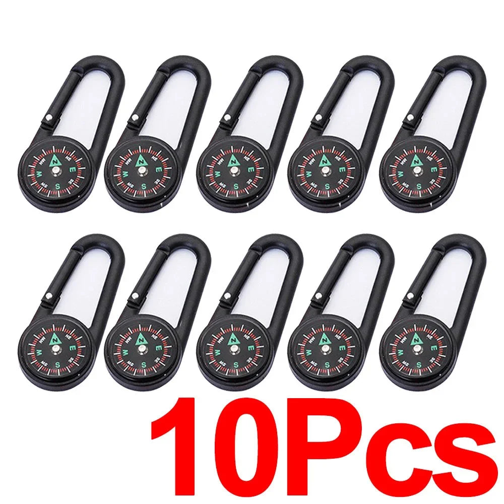 Outdoor Compass Carabiner Mini Camping Keychain Mountaineering Hiking Backpack Buckle with Compass Survival Children Gifts