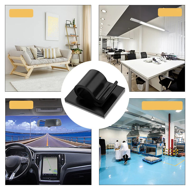 1-100Pcs Self Adhesive Cable Clips Wall Mounted String Light Holder Clamp Wire Organizer Cable Management for Home Office Car