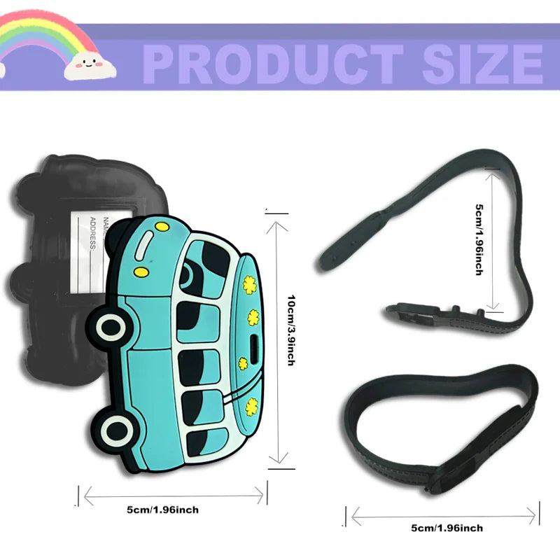 Cute Ice Cream Luggage Tag - Cartoon Image Design for Children and Girls, Durable PVC Travel Document and Address Clip, Suitable