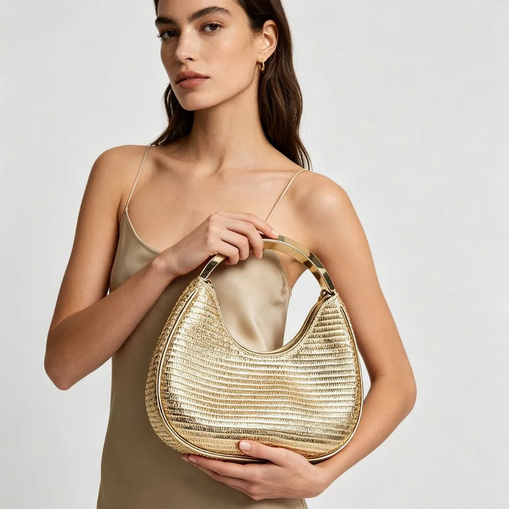 Elegant Metal Handle Dumpling Shaped Crossbody Bag for Women Lightweight Luxury Handbag Wedding Party Bag Ladies New Model