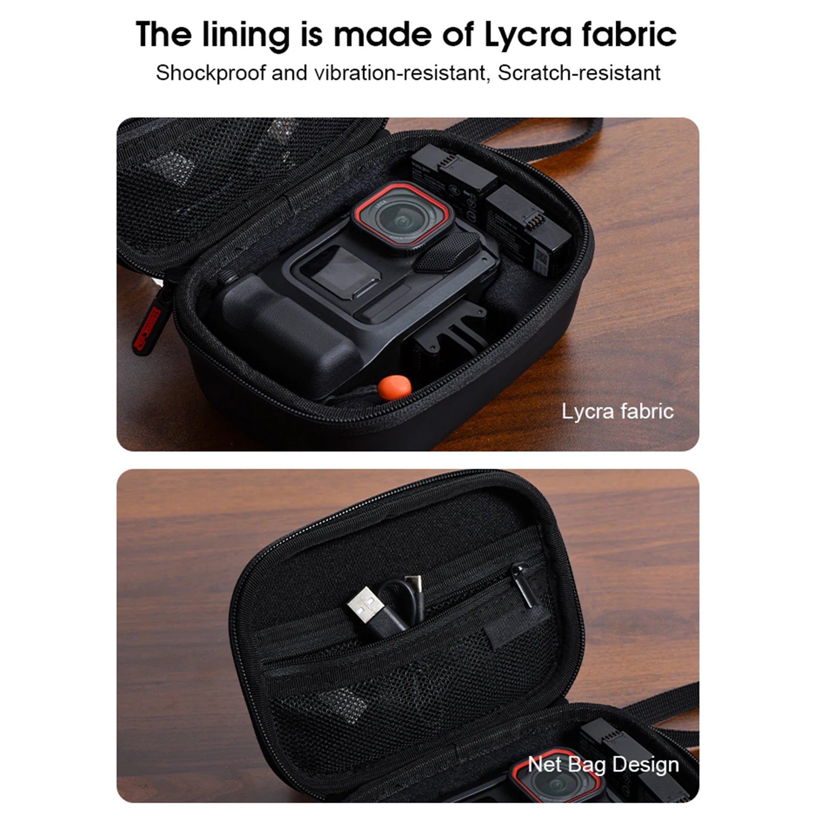 PU Carrying Case Shockproof Hard Shell Travel Storage Bag with Wrist Strap for Insta360 Ace Pro 2 Action Camera & Accessories