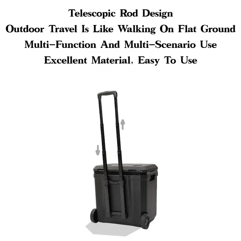 MOUNTAINHIKER 36L Outdoor Refrigerator with Trolley Wheels Incubator Portable Warm Box BBQ Car Pulley Warm Box Refrigerator Box