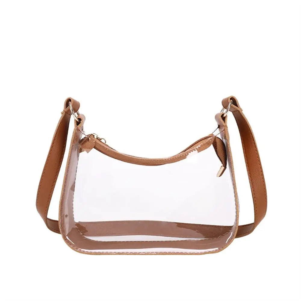 Candy Color Transparent Shoulder Bag Daily Zipper PVC Clear Jelly Bag Small Purses Women Girls