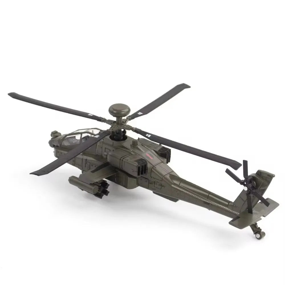 1:32 Scale AH-64 Airplane Model Toy Car Alloy Diecast Rotatable Propeller Sound Light Fighter Vehicle Models for Kids Gifts