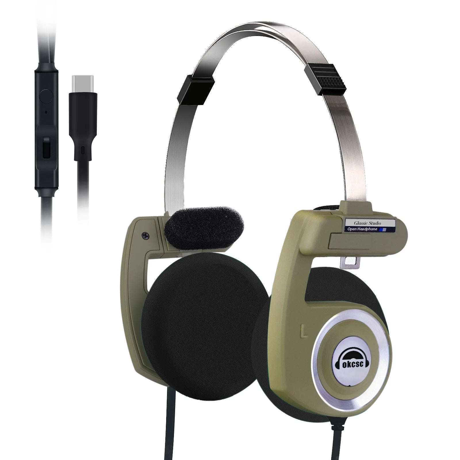 OKCSC Retro 3rd Generation Headphone Only Bluetooth Version 2-in-1 Wired/Wireless Earphones 40mm Driver Open End HiFi Headset
