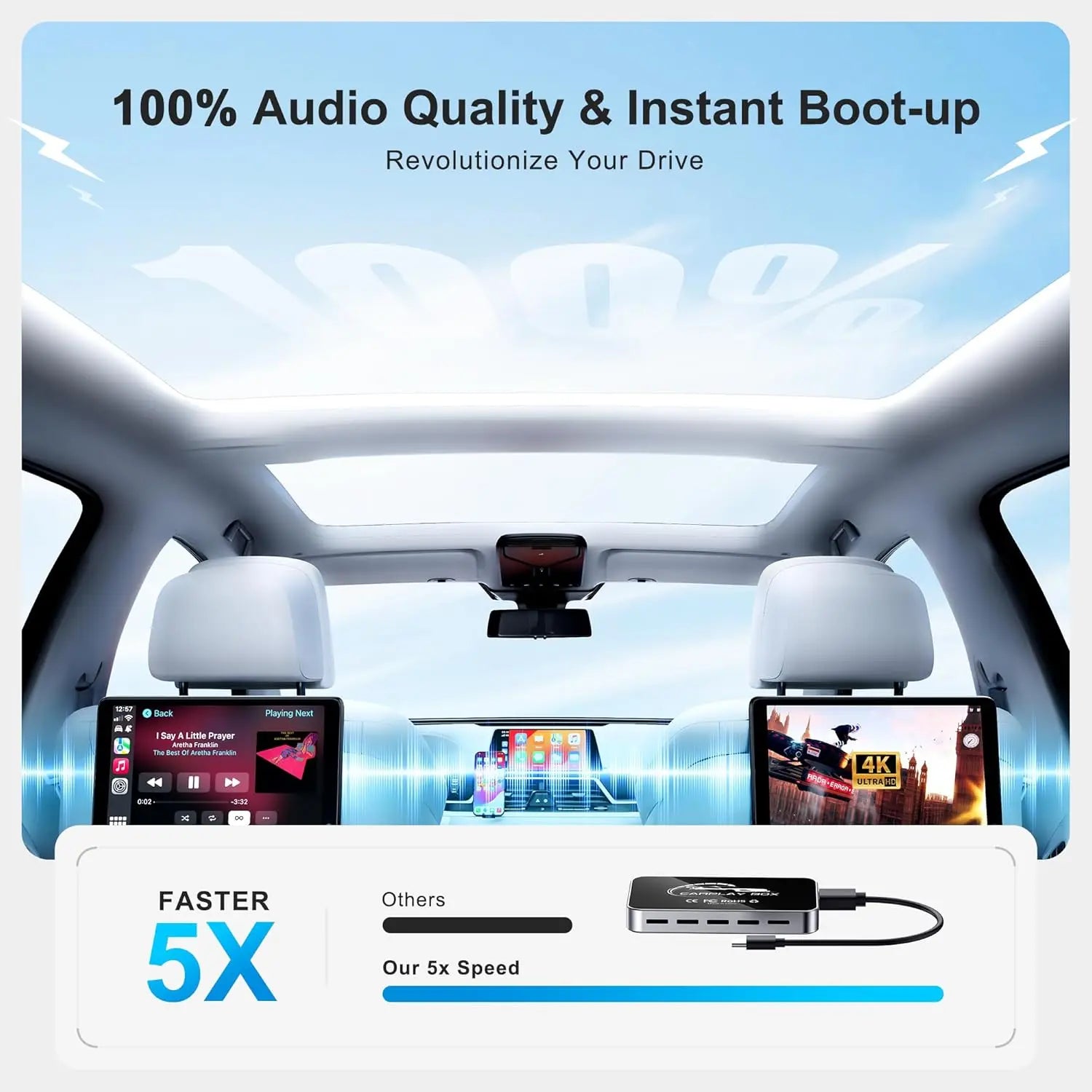 The 3-in-1 Magic Media Box supports streaming from Netflix and TikTok. It comes with a wireless CarPlay adapter and a USB port, and is compatible with vehicles equipped with factory-installed wired Apple CarPlay and Android A