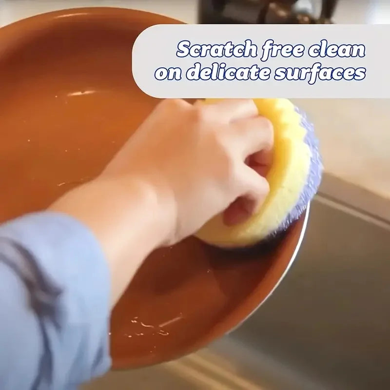 Double Sided Sponge Set - Scratch Free Deep Clean Kitchen Bathroom More Ergonomic Design Sponge Holder for Kitchen Sinks
