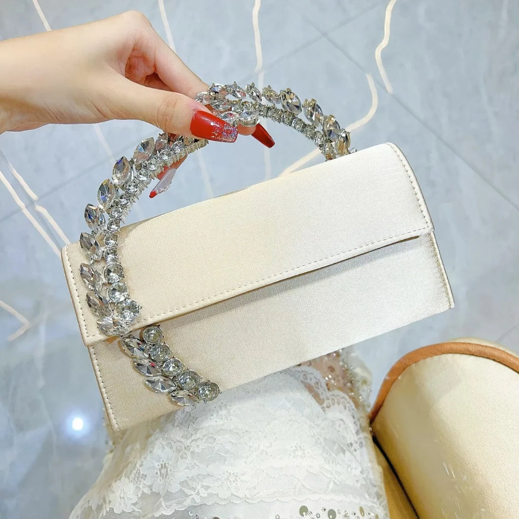 wholesale new party dinner bag luxury flash diamond satin sequin handbag diamond-encrusted women's messenger high-end design bag