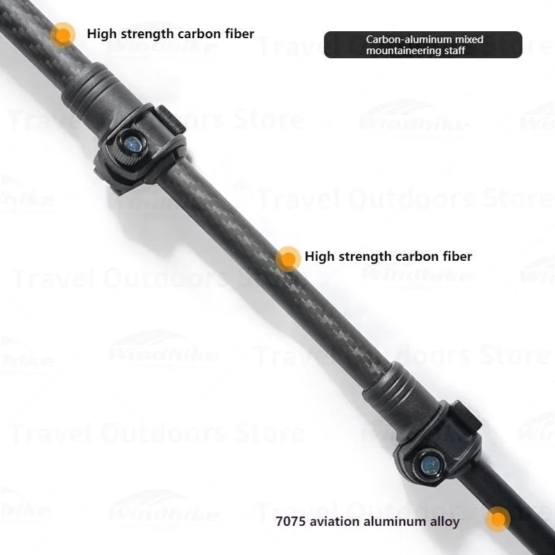 3F UL GEAR Ultralight Hiking 135cm Carbon Fiber/Aluminum Stick Walking Stick Length Adjustable Hiking Accessories - C1T1