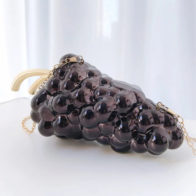 Acrylic Creative Design Grape Shaped Electroplated Banquet Bag Trendy Glossy Irregular Shaped Clutch Bag Wedding Purse Handbags