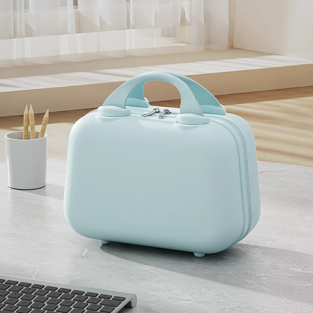 Storage Toiletry Box Solid Color Suitcase Square Box Large Capacity 14-inch Cosmetic Cases Portable Zipper Makeup Case Travel
