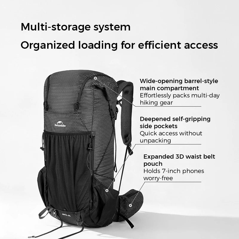 Naturehike Rock 2.0 Hiking Backpack Large Capacity Outdoor Backpack for Leisure Sports and Travel Climbing Camping Backpack