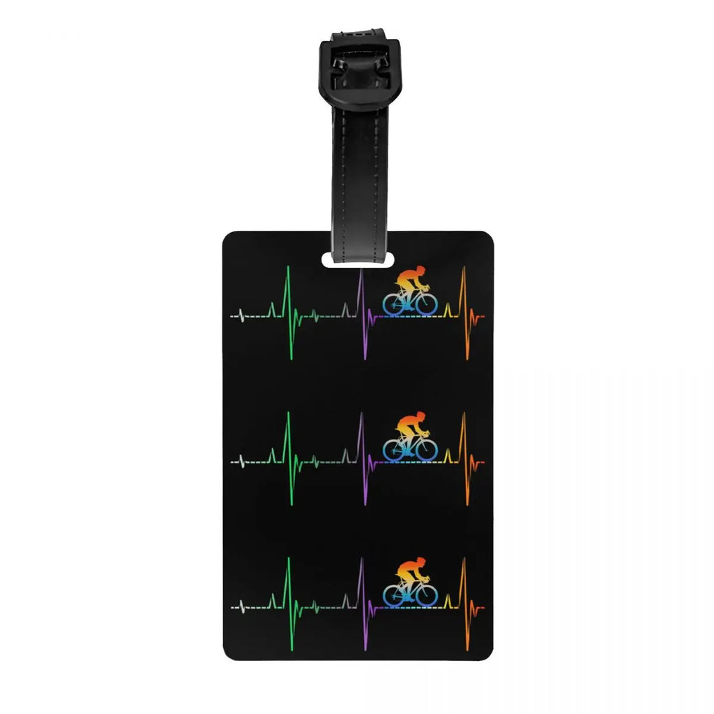 Custom Rock Guitar Heartbeat Luggage Tag With Name Card Music Singer Privacy Cover ID Label for Travel Bag Suitcase