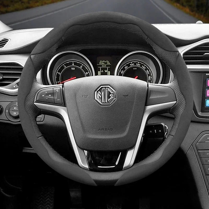 Suitable for Mg Non-Slip Buckle Segmented Suede Steering Wheel Cover Suitable for Zs Mg3 Hybrid Luxury 2025 One Mg4 Mulan Hs 5 6