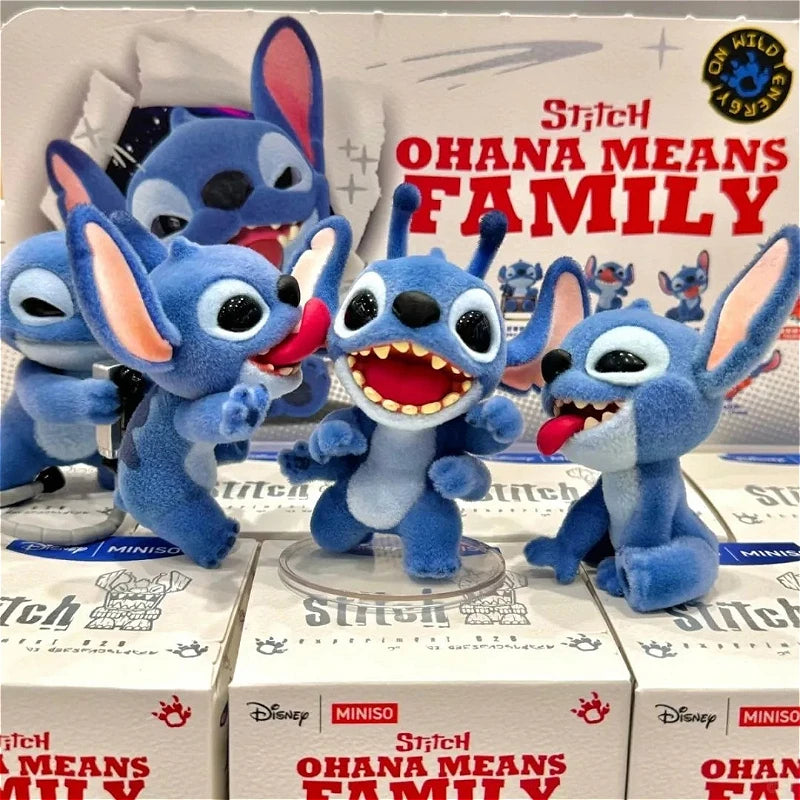 MINISO Stitch Ohana Means Family Series Blind Box Stitch Anime Figures Blindbox Toys Kawaii Desk Decora Model Surprise Box Gifts