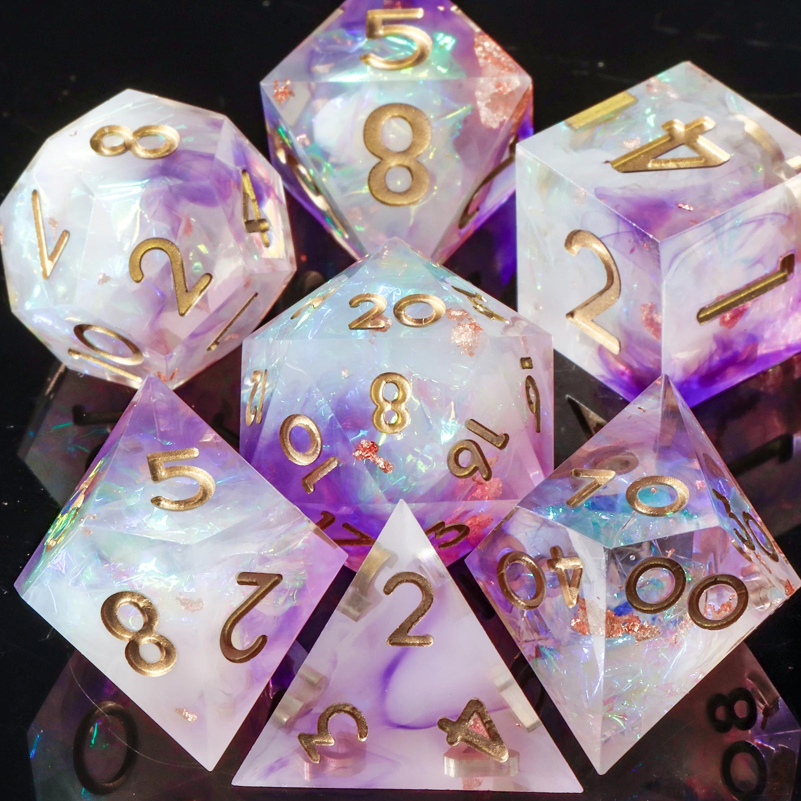 DnD Handmade Resin Dice, Polyhedral Dice Set for Dungeons and Dragons, D and D Dice, Sharp Edged Resin D&D Dice, D20 Dice