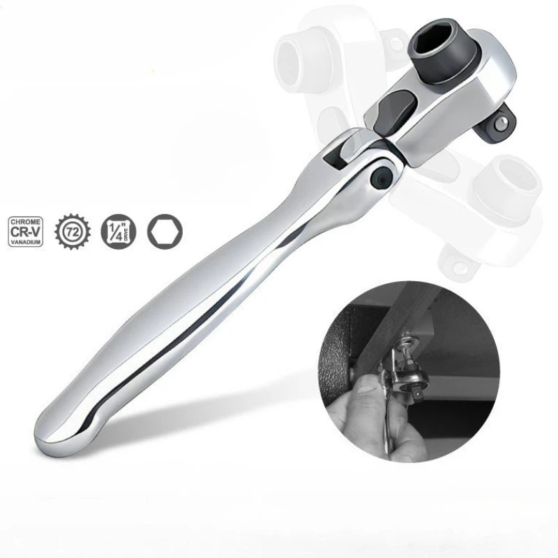 Mini 1/4" Double End Quick Socket Ratchet Wrench Screwdriver Bit Driver Quick Release Hand Tool