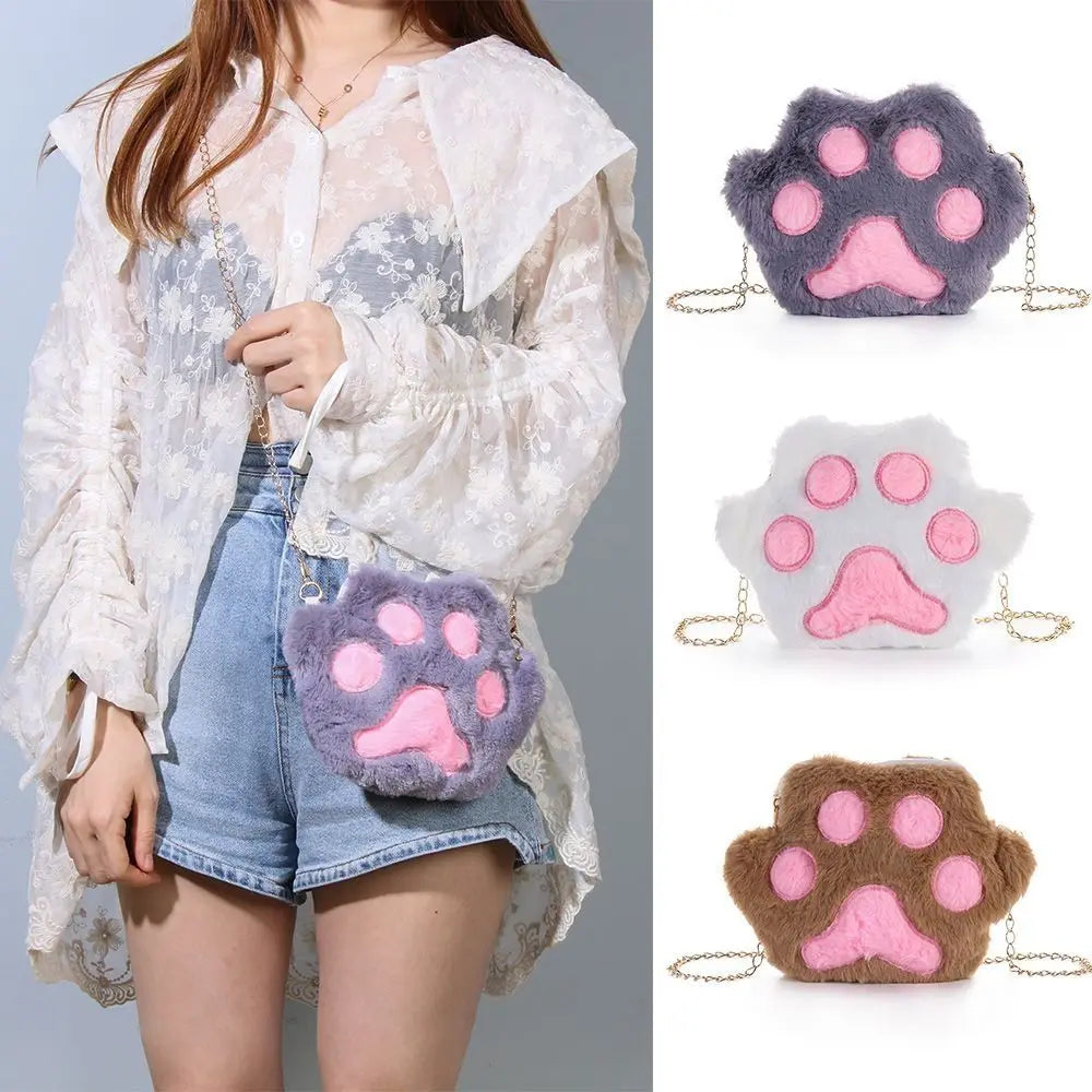 Fashion Crossbody Handbag Sweet Chain Messenger Bag  Bear Bag Shoulder Bag Cat Paw