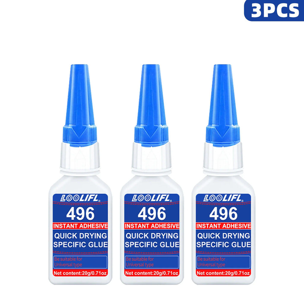 LOOLIFL496 Super Glue 20g Instant Adhesive Quick Drying Universal Strong Glue for Plastic Rubber Metal Wood Crafts Repair 1-5pcs