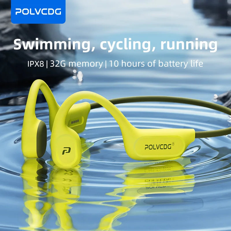 POLVCDG X9 Bone Conduction Earphones 32G IPX8 Waterproof Open Design for Swimming Running Cycling Hanging Earphones