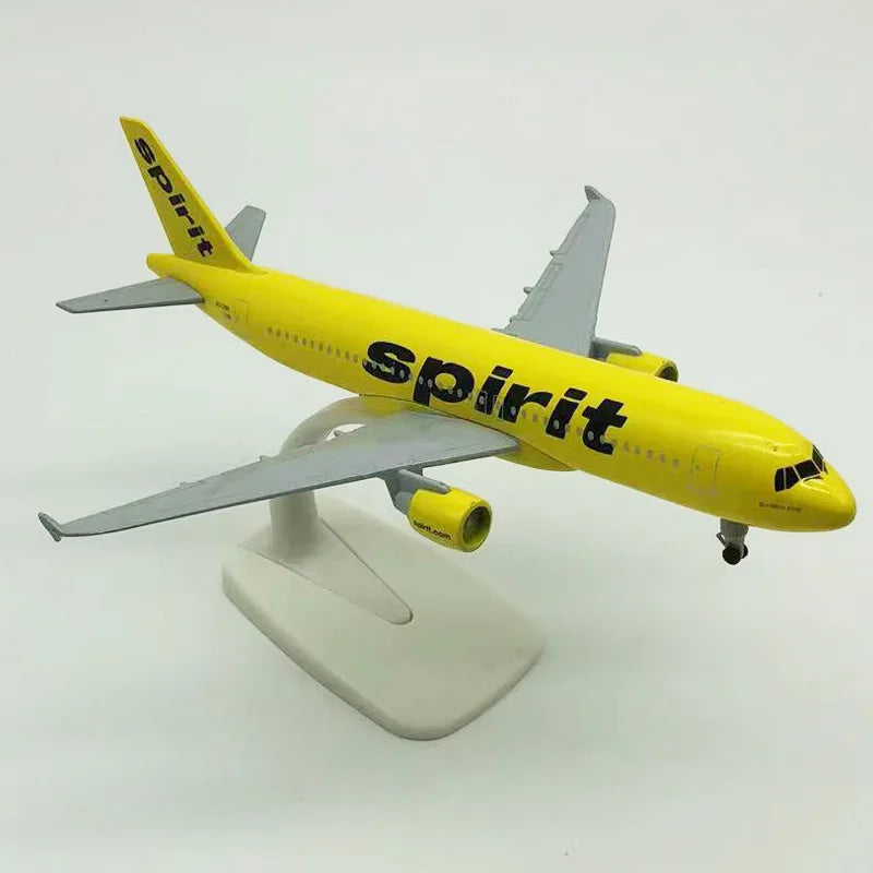 Die-Cast 20CM A320 Metal Model Airplane Toy Spirit Airlines USA with Metal Alloy Toys Plane Model for Kids Children Decoration