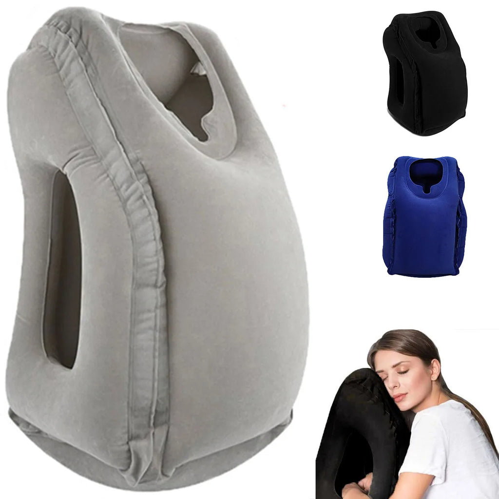 Upgraded Inflatable Air Cushion Travel Pillow Headrest Chin Support Cushions for Airplane Plane Car Office Rest Neck Nap Pillows