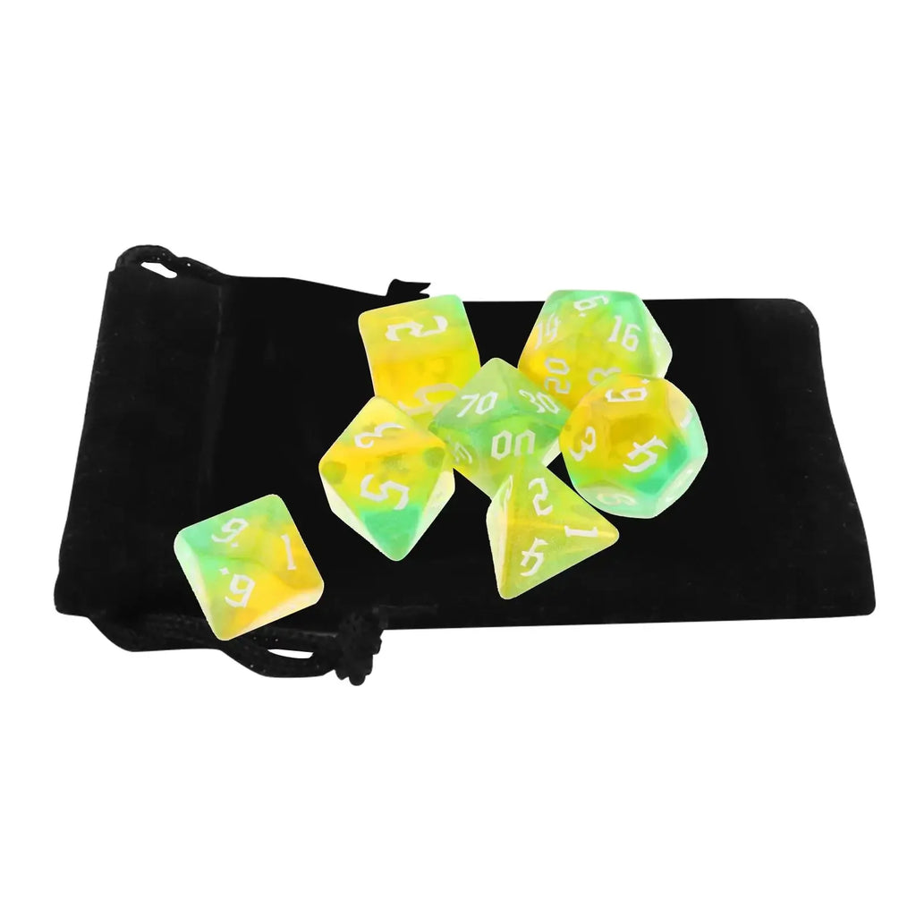 Acrylic Polyhedral Dices Set, D8 D10 D12 D20 Bar Toys with Pouch for DND RPG Role Playing Board Game Math Teaching
