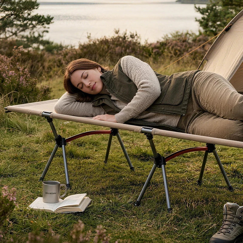 WESTTUNE Camping Cot Portable Folding Bed Ultralight Aluminum Alloy Sleeping Cot for Outdoor Hiking Backpacking Travel