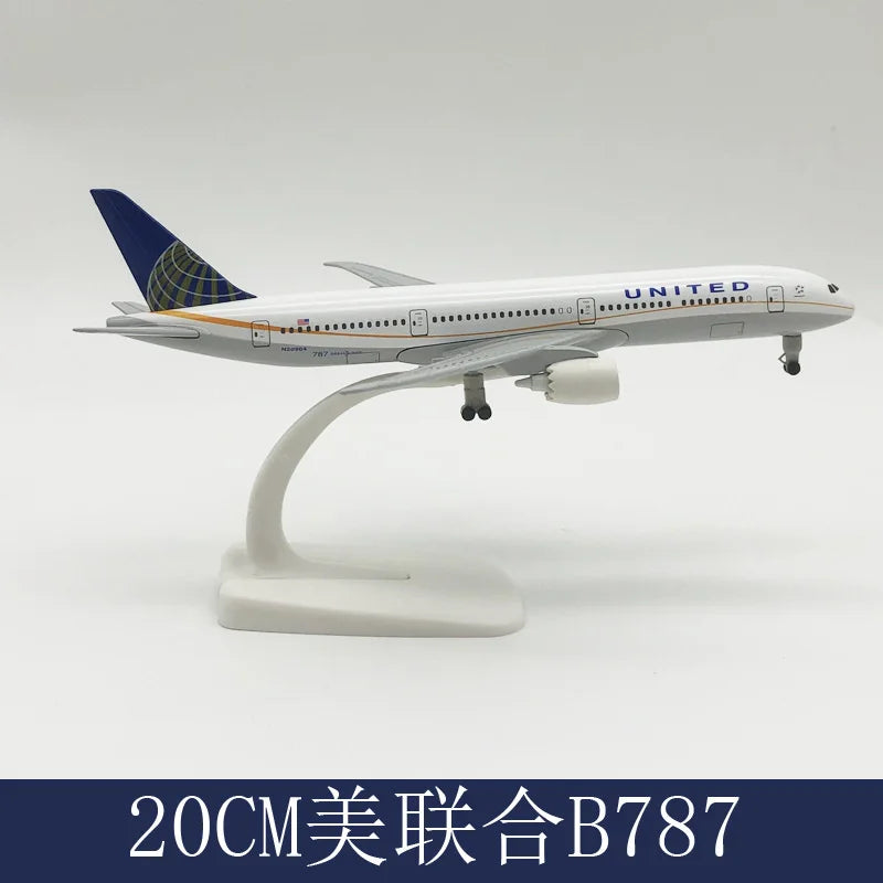 20cm Alloy Metal 787 B787 United Airlines Airplane Model Plane Diecast Aircraft w Landing Gears Plane Model Aircraft Collectible