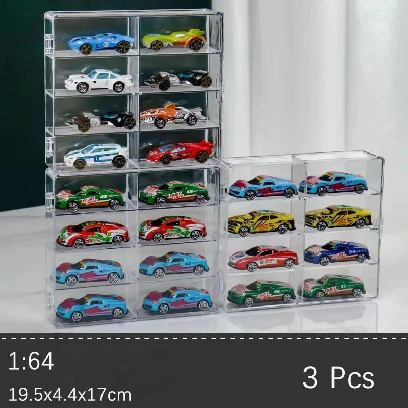 Fully Transparent Acrylic Car Model Display Cabinet With Lid 8 Lattice Hot Wheels Display Box Suitable For 1/64 Model Car
