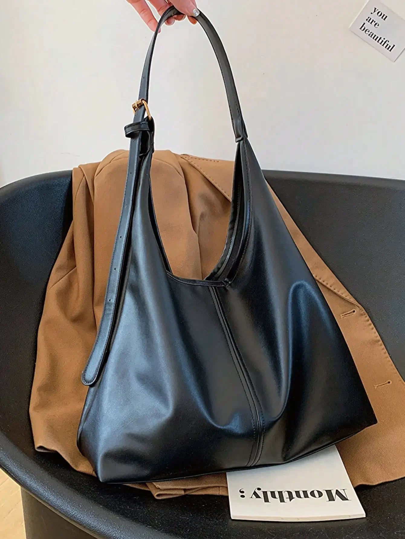 Large Capacity Solid Color Women's Shoulder Bag, Multifunctional Crossbody Bag, Women's Shoulder Tote Bag, Large Capacity Crossbody Tote Bag, Casual Work Bag