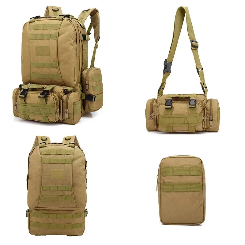 50L Tactical Backpack Men Waterproof 4 In1 Molle Sport Tactical Bag Outdoor Hiking Climbing Army Fishing Travel Laptop Backpacks