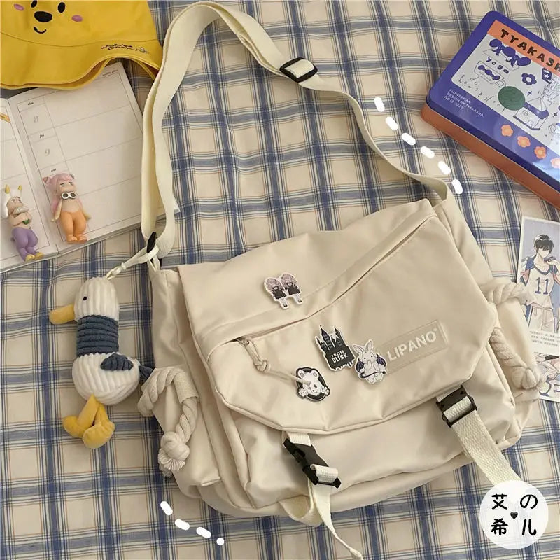 Hong Kong Style Bag Versatile Artistic Korean ForVersion Street Photography Shoulder Bag Messenger Bag Student Crossbody Bag