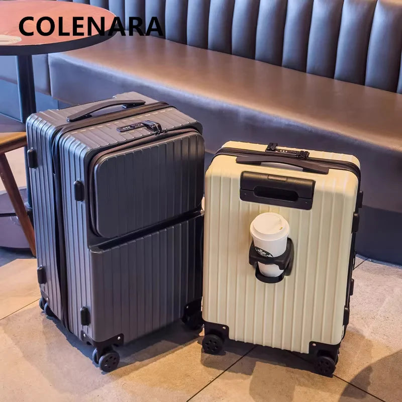 COLENARA High Quality Suitcase ABS+PC Boarding Box Large Capacity Trolley Case 20"24"26"28"30 Inch Front Opening Laptop Luggage